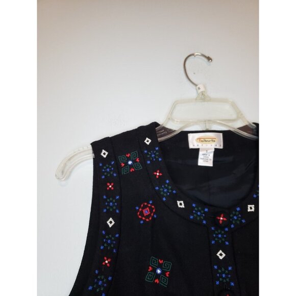 Talbots Womens Petite Sz S Vest Button Up Christmas Wool Blend Winter Holiday - Picture 4 of 6